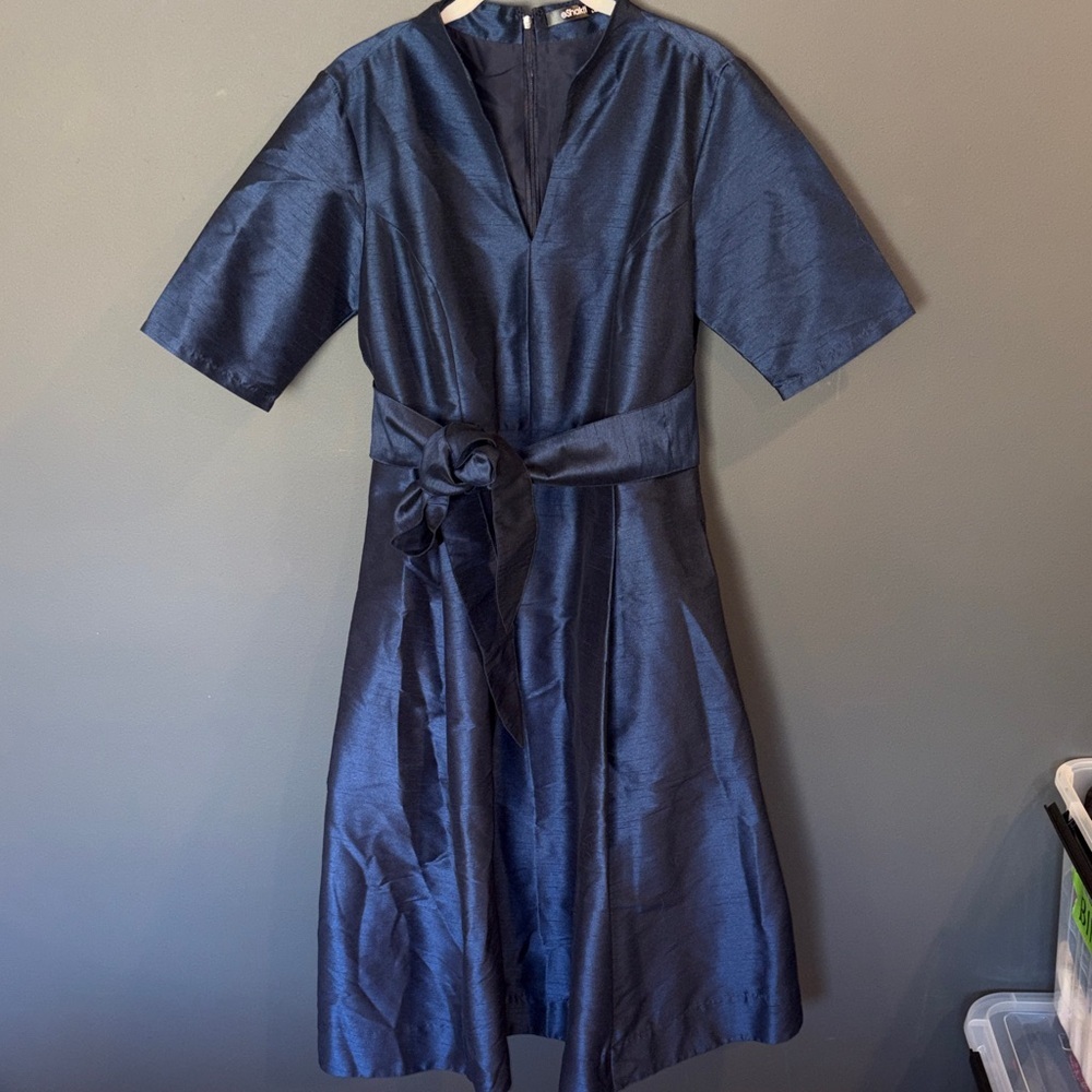 eShakti large/12 Midnight Blue Midi Dress